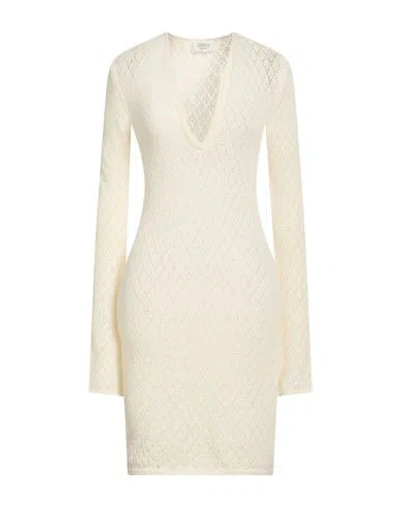 Laneus Woman Mini Dress Cream Size 4 Merino Wool, Polyacrylic, Polyester, Polyamide In White