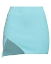 Laneus Woman Mini Skirt Azure Size 4 Cotton, Lycra In Blue