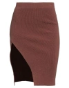 Laneus Woman Mini Skirt Brown Size 4 Cotton, Lycra
