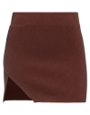 Laneus Ribbed-knit Asymmetric Miniskirt In Marrone