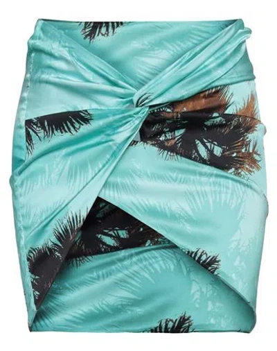 Laneus Woman Mini Skirt Turquoise Size 8 Viscose, Elastane In Blue