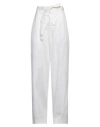 Laneus Woman Pants White Size 4 Cotton, Elastane