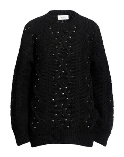 Laneus Woman Sweater Black Size 2 Virgin Wool, Polyamide