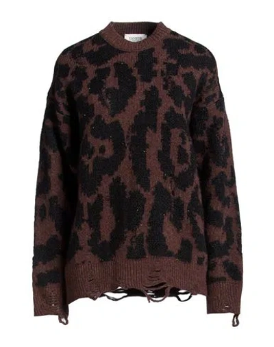 Laneus Woman Sweater Brown Size 6 Merino Wool, Polyester, Mohair Wool, Nylon, Wool In Multi