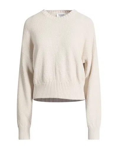 Laneus Woman Sweater Cream Size 2 Cotton In Neutral