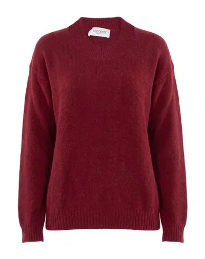 Laneus Woman Sweater Garnet Size 2 Cashmere, Silk, Polyester In Burgundy