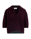 Laneus Woman Sweater Plum Size 8 Cashmere, Silk, Polyester In Burgundy