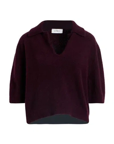 Laneus Woman Sweater Plum Size 8 Cashmere, Silk, Polyester In Burgundy