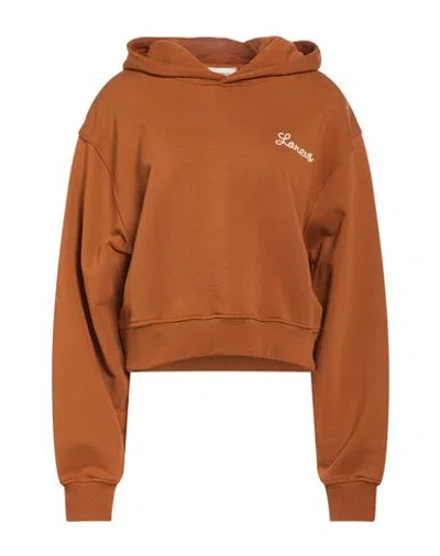 Laneus Woman Sweatshirt Tan Size M Cotton In Brown