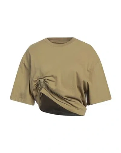 Laneus Woman T-shirt Khaki Size M Cotton In Brown