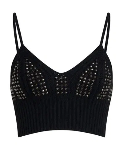 Laneus Woman Top Black Size 2 Wool, Recycled Polyacrylic