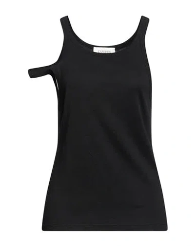 Laneus Woman Top Black Size L Cotton, Silk