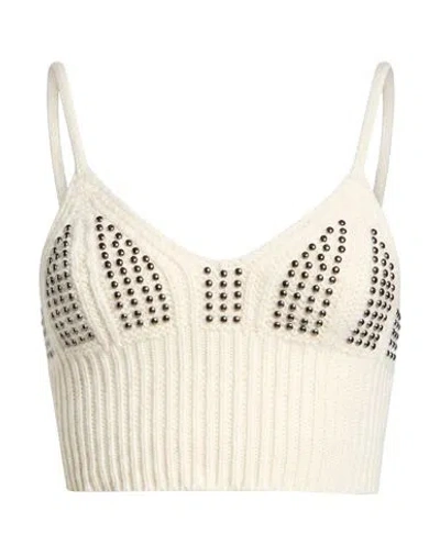 Laneus Woman Top Cream Size 2 Wool, Recycled Polyacrylic In Multi
