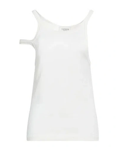 Laneus Woman Top White Size L Cotton, Silk