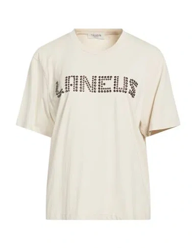 Laneus Woman T-shirt Beige Size M Cotton In Multi