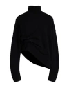 Laneus Woman Turtleneck Black Size 4 Merino Wool, Cashmere