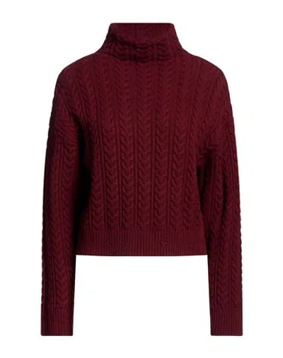 Laneus Woman Turtleneck Burgundy Size 2 Geelong Wool In Multi