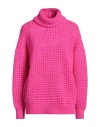 Laneus Woman Turtleneck Fuchsia Size 4 Merino Wool, Cashmere In Pink