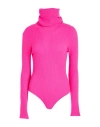 Laneus Woman Bodysuit Fuchsia Size 6 Merino Wool, Cashmere, Lycra In Pink