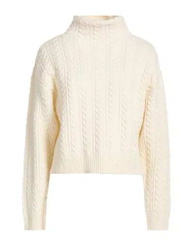 Laneus Woman Turtleneck Ivory Size 2 Geelong Wool In Neutral