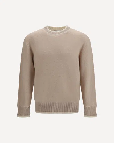 Laneus Wool And Cashmere Crewneck Sweater In Neutral