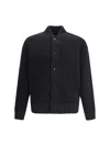 Laneus Black Merino Wool Bomber In Black