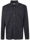 Laneus Long Sleeve Wool Shirt With Chest Pockets In Blue