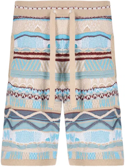 Laneus Woven Striped Shorts In Blau