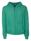 Laneus Drawstring Hooded Sweater Ribbed Cuffs In Green