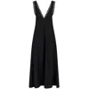 Langner Women's Black Embroidered Lace Linen Maxi Dress In Black