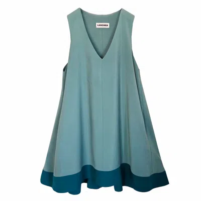 Langner Women's Green Mint Flared Tunic With Pockets And Contrast Trim