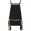 Langner Women's Lace Trimmed Black Chiffon Mini Dress In Black