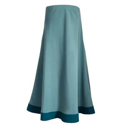 Langner Women's Mint Green Bias Cut Midi Skirt Mint & Dark Teal