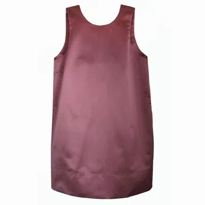 Langner Women's Pink Marsala Satin Mini Dress With Open Back, Decorative Bow