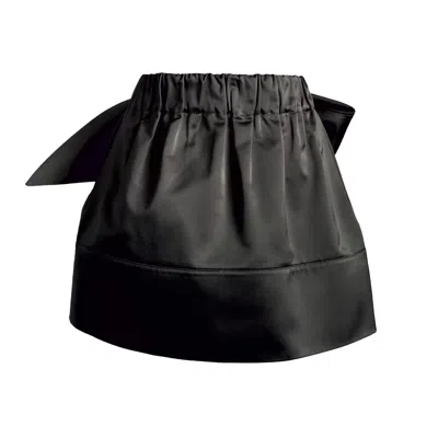Langner Women's Satin Bow Back Mini Skirt In Black