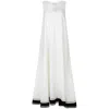 Langner Women's White / Black White And Black Embroidered Lace Linen Maxi Dress