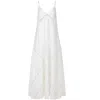 Langner Women's White Lace Trimmed Linen Maxi Dress