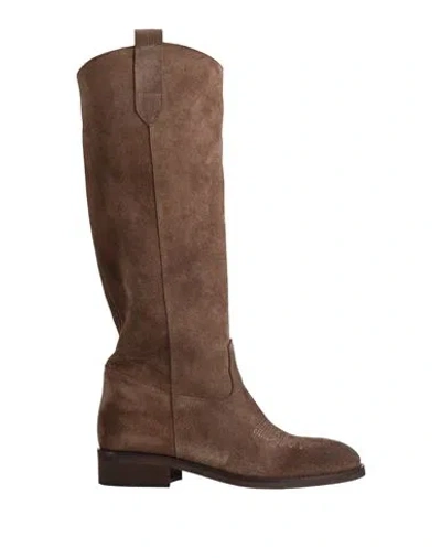 L'angolo Woman Boot Light Brown Size 8 Leather In Sand