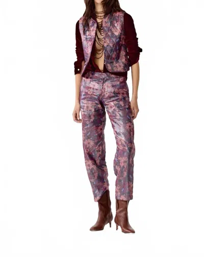 Lanhtropy Astro Metallic Linen Pants In Gerbera Print In Multi