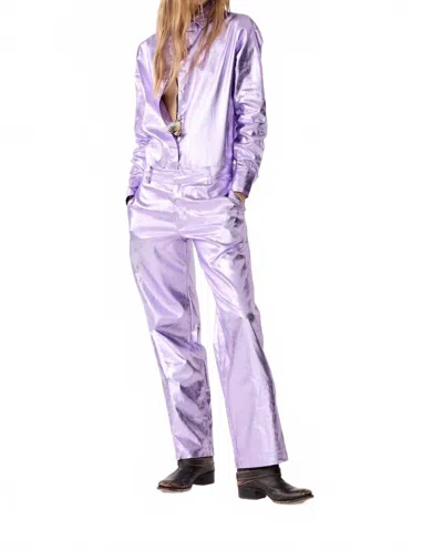 Lanhtropy Astro Metallic Linen Pants In Violet In Purple