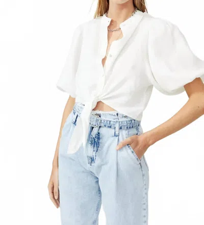 Lanhtropy Bubble Linen Crop Top In White