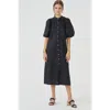 Lanhtropy Bubble Linen Dress In Black