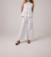 Lanhtropy Cape Linen Pants In White With Silver Foil