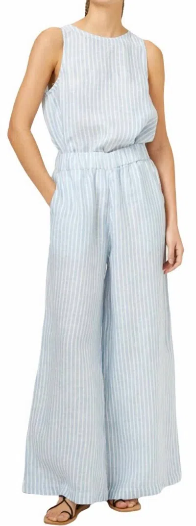 Lanhtropy Cape Stripe Linen Pant In Blue/white