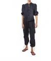 Lanhtropy Cargo Linen Pants In Black In Multi