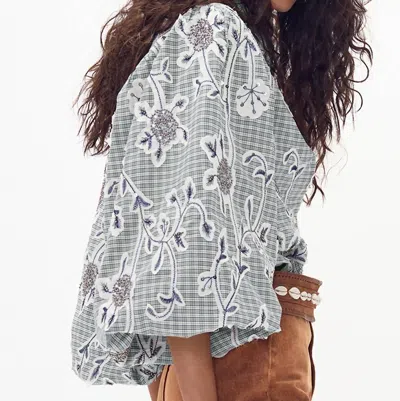 Lanhtropy Claire Poplin Shirt In Wild Scandi In Gray
