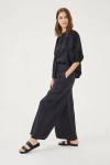 Lanhtropy Culotte Linen Pant In Black