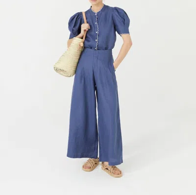 Lanhtropy Culotte Linen Pant In Deep Blue