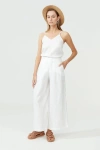 Lanhtropy Culotte Linen Pant In White