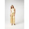 Lanhtropy Metallic Wide Leg Pants In Gold In Gold